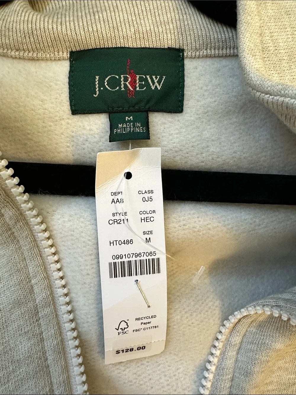 J. Crew '83 fleece quarter-zip sweatshirt - Hthr Ecru